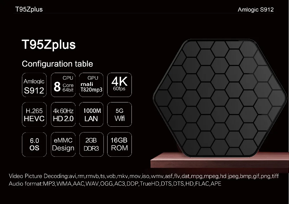 T95Z плюс 3G + 32G Box Android 7 1 ТВ коробка S912 Восьмиядерный 2 4G 5G Wi-Fi BT4.0 1000 м Смарт Поддержка