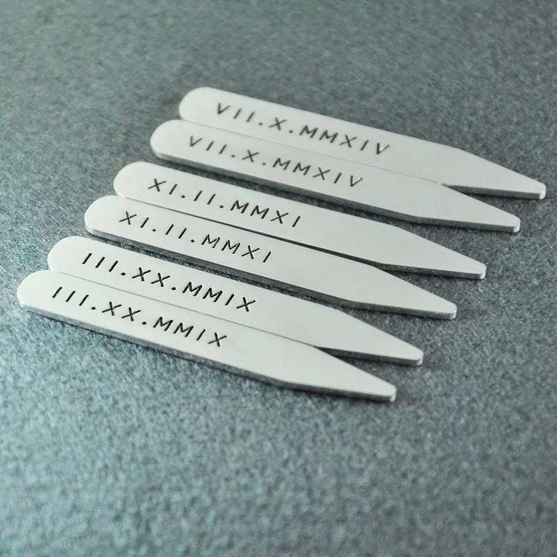 

Roman numeral collar stay Personalized Collar Stays Hand Stamped - Father's Day - Grandpa gift for men set of two