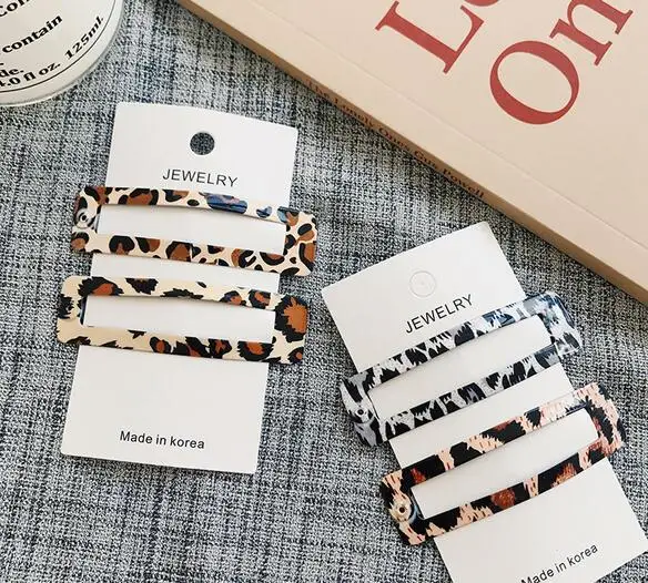 Women Hair Accessories Girls Barrette Geometric Rectangle Korean Clips Leopard Foil Hairpins Clamp Styling | Украшения и