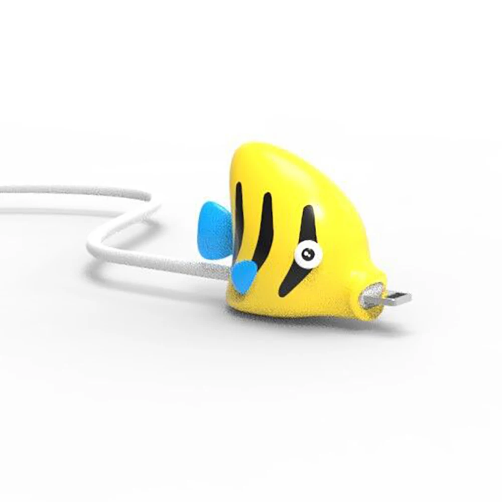Прекрасный мультфильм рыбий кабель защитный чехол для телефона usb зарядный кабель крышка данных сетевой шнур защитный чехол намотка кабеля Органайзер