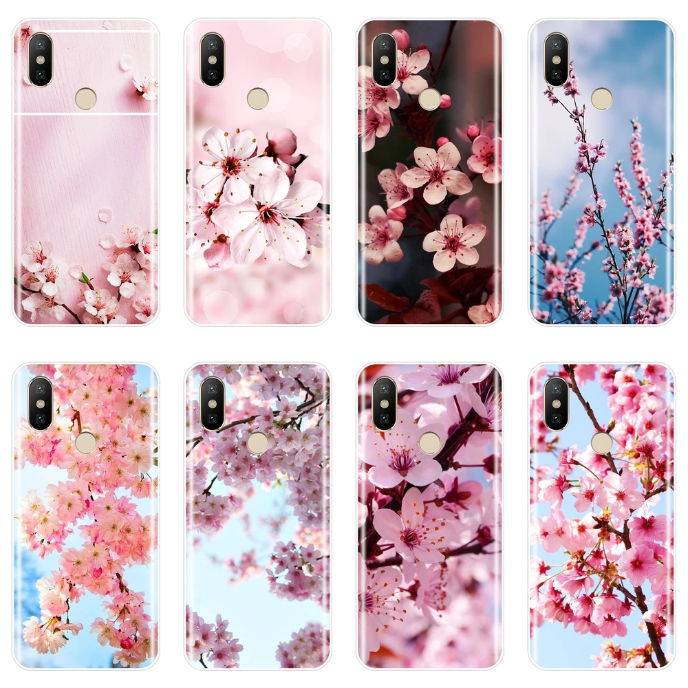 Силиконовый чехол для Xiaomi MiA1 MIA2 Mi8 с розовым цветком мягкая задняя крышка Mi A1 A2 Lite 8