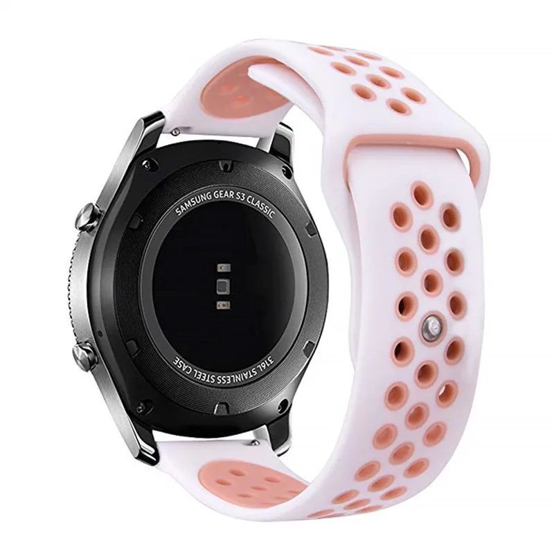 White pink Аксессуары ремешок для samsung gear S3 ремень S3 Frontier/классический браслет сменный ремешок 22 мм мягкий силиконовый спортивный ремешок - Цвет ремешка: White pink