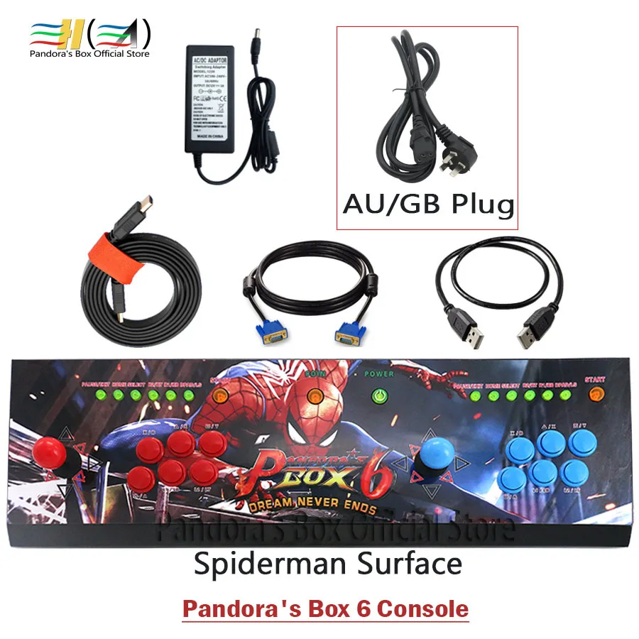 PDB6 spiderman GB Ящик Пандоры 6 1300 в 1 игровая консоль комплект Аркада 2 игроки могут добавлять 3000 игры HDMI VGA usb джойстик для ПК видео игры ps3 - Цвет: PDB6 spiderman GB