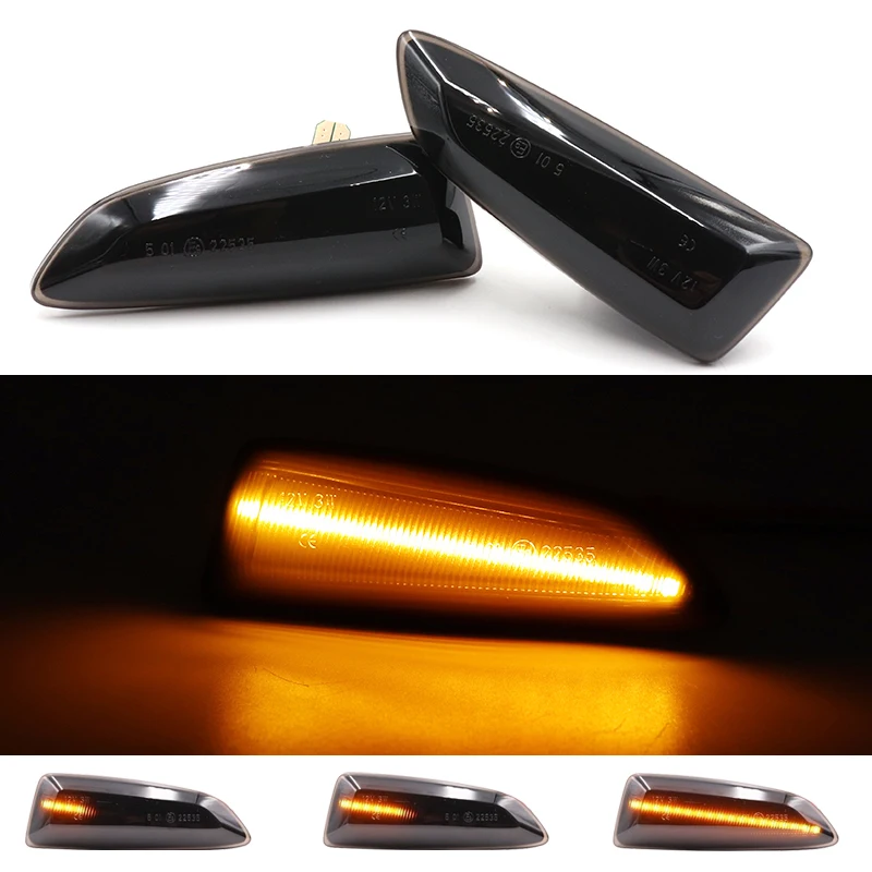 2Pcs LED Amber Dynamic Flowing Turn Signal Side Marker Light For Opel Astra J K Zafira C Insignia B Grandland X
