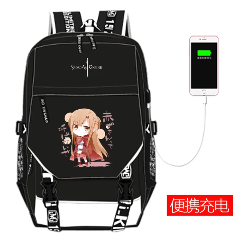 Женский холщовый рюкзак для ноутбука Kirito Yuuki Asuna с USB зарядкой|Мужские рюкзаки| |