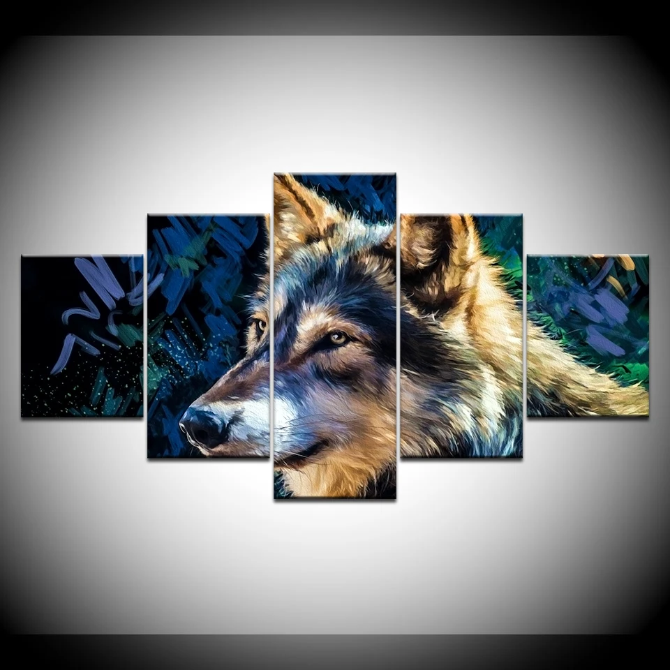 В Пособия по немецкому языку овчарки животных 5 шт. обои граффити Печать на холсте