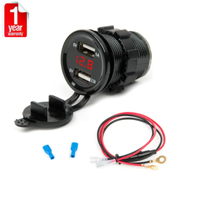 Автомобильное зарядное устройство с двумя usb портами 12 в пост. Тока В +