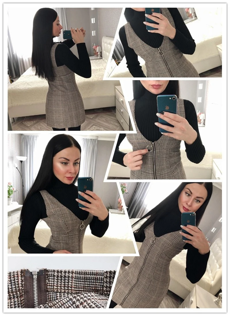 Sheinside кофейное женское летнее платье с глубоким v-образным вырезом элегантные женские платья без рукавов облегающее мини-платье на молнии