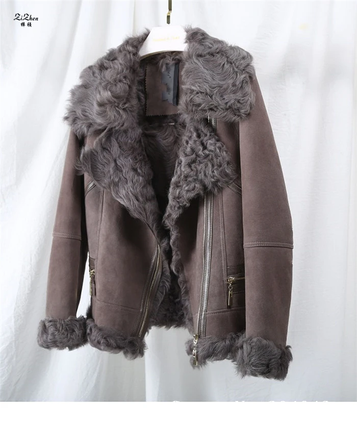 ZiZhen Genuine Leather Natural Wool Liner Shorts Jacket New Fashion Winter Woman Woolen Real Fur Coat 181108-2