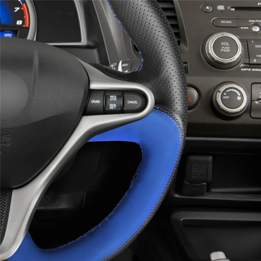 Черный нескользящий чехол рулевого колеса автомобиля MEWANT из натуральной кожи