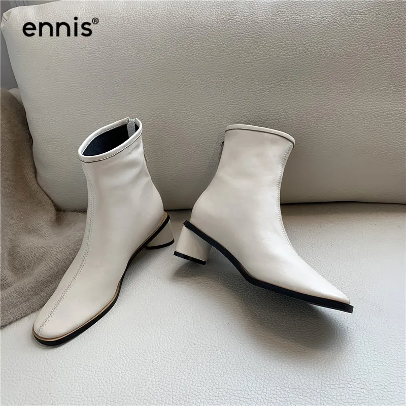 ENNIS/; Модные ботильоны; женские ботинки из натуральной кожи; обувь с круглым носком; ботинки из мягкой кожи; женские осенние повседневные ботинки; A951