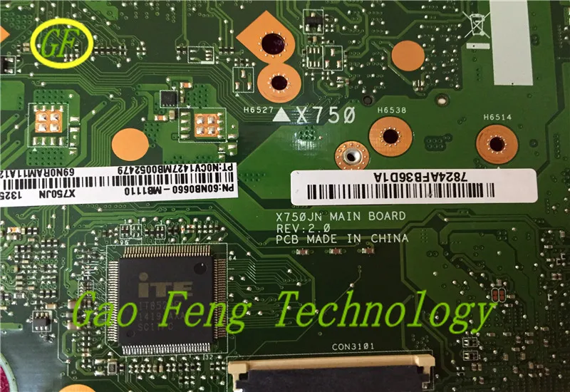 Материнская плата для ноутбука ASUS X750JN материнская REV: 2 0 60NB0660 MB1110 I7 4700HQ CPU DDR3
