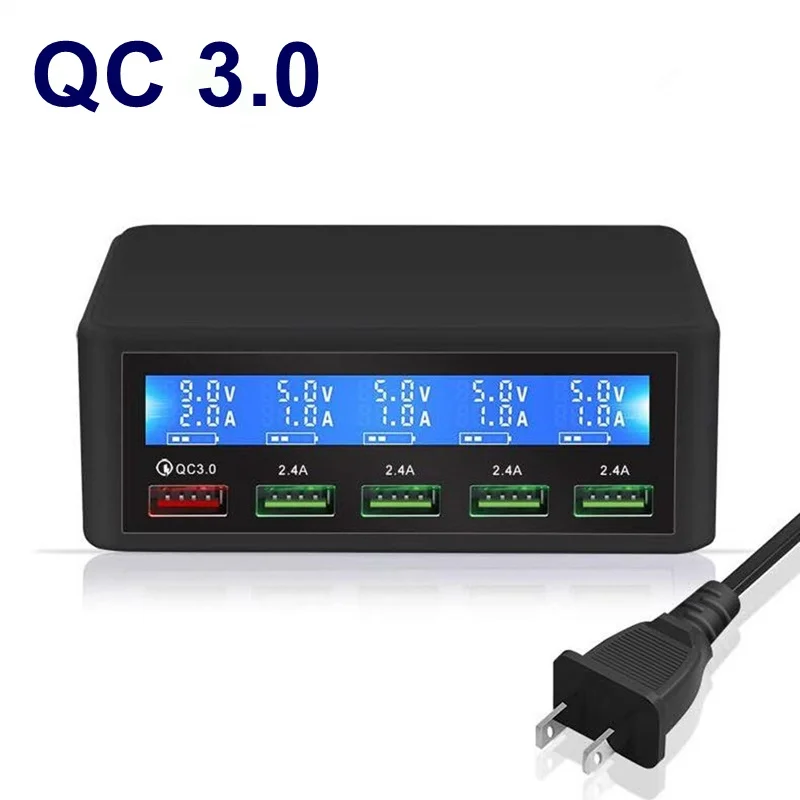 Зарядное устройство QC 3 0 с 5 Usb портами и ЖК дисплеем|Зарядные устройства для