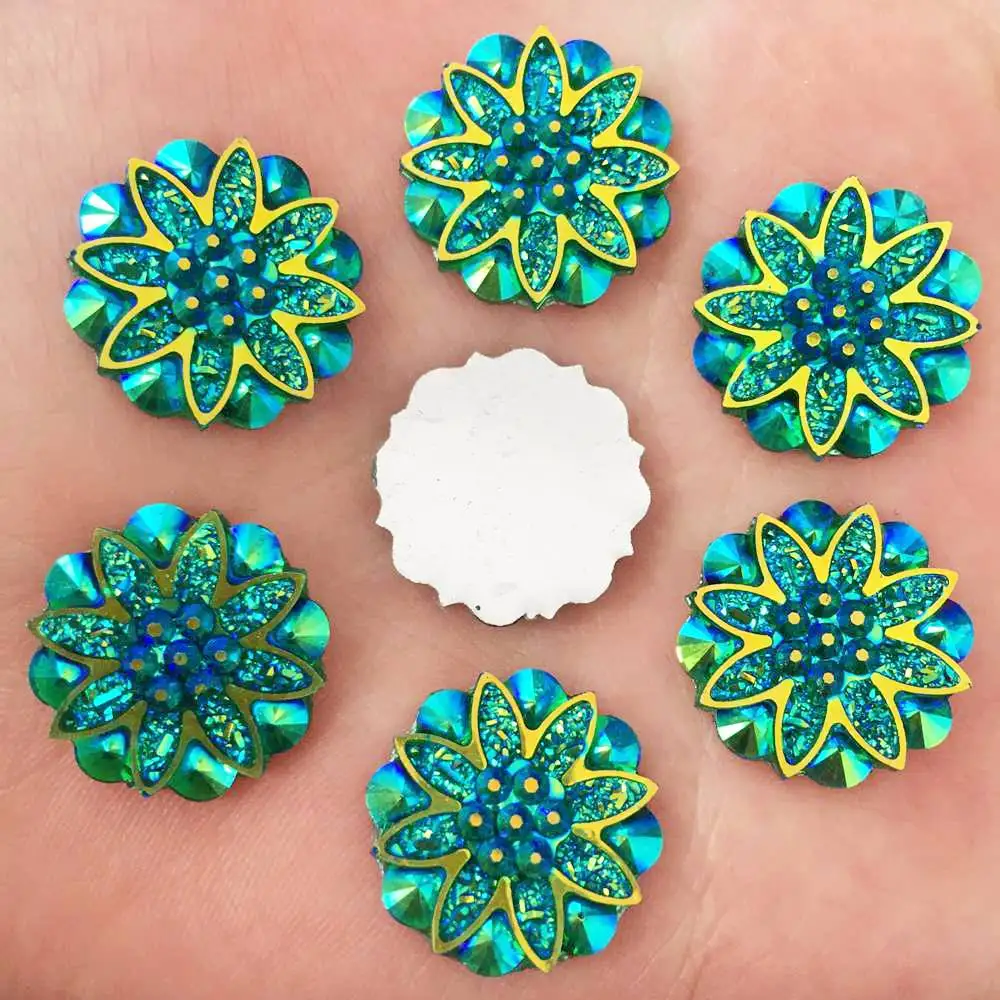 Новый 50 шт 18 мм Цветок из эпоксидной смолы AB горный хрусталь Flatback Свадьба Diy