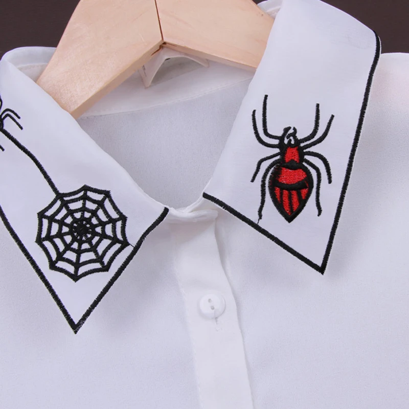 2017 новая мода Поддельный Воротник паук белый шифон галстук съемный воротник