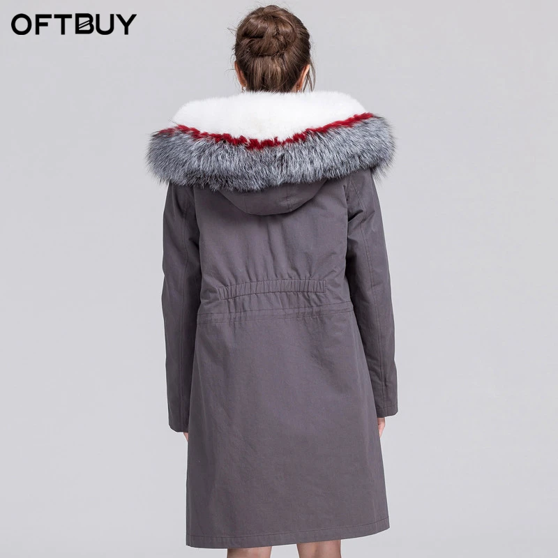 Oftbuy Новинка 2017 Fashion долго реального Natural меховое пальто зимняя куртка женские