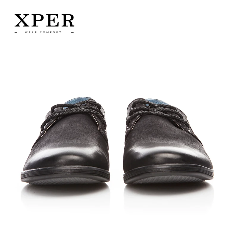 XPER/мужская повседневная обувь на шнуровке черные мужские туфли плоской подошве