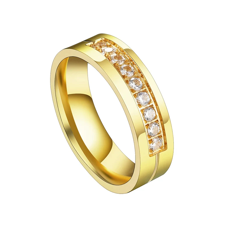 Gold Women Letdiffery, обручальные кольца с кубическим цирконием, 8 мм, золото, титан, нержавеющая сталь, романтичное ювелирное изделие для женщин на годовщину - Цвет основного камня: Gold Women