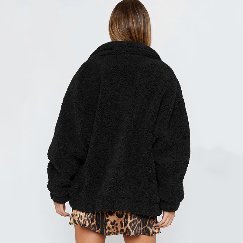 Women Autumn Winter Jacket Coat Faux Fur Coat Fake Fleece Jacket Fluffy Jackets Overcoat Casual 3XL Plus Size Outwear
