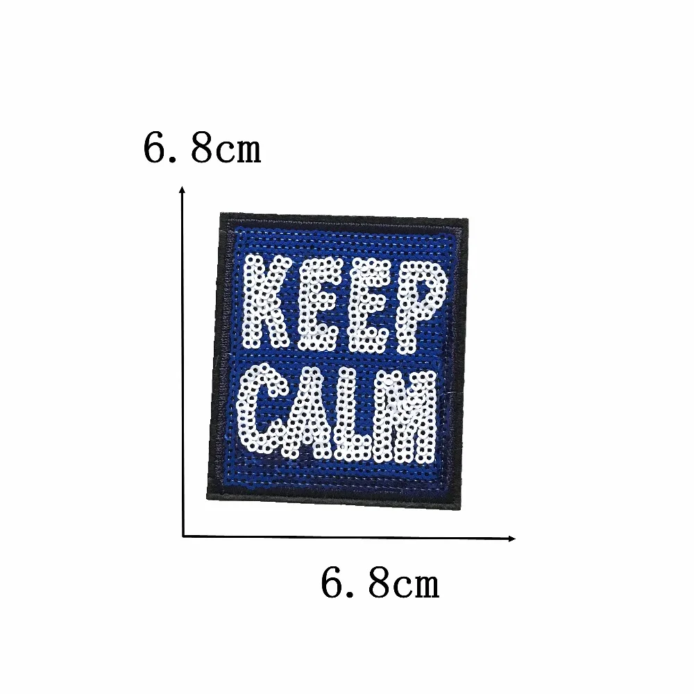 Новое поступление квадратные патчи с надписью KEEP CALM блестками для одежды рюкзака