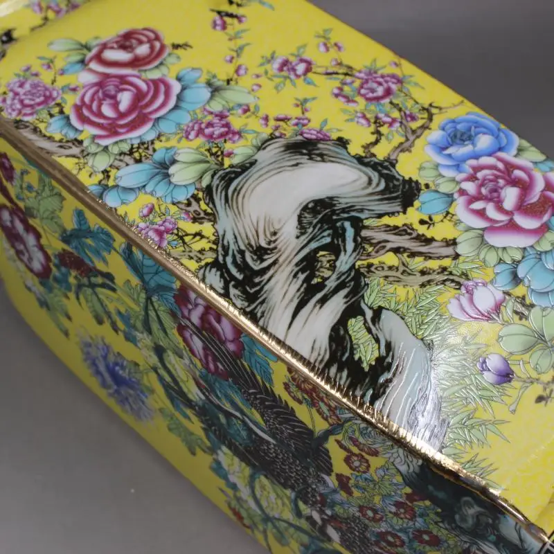Qing Dynasty Qianlong painted gold enamel flowers and birds square vase antique old goods porcelain household furnishing antiq | Дом и сад