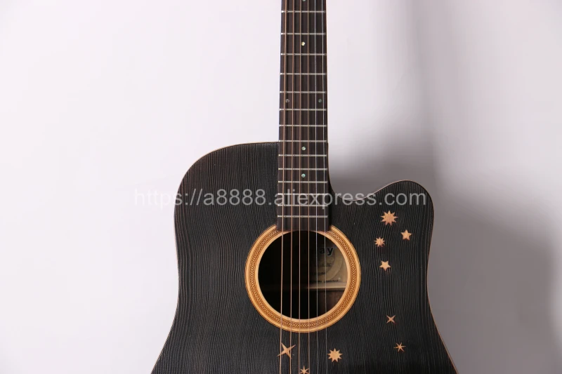 Finlay 41&quot Electric Guitar Solid Spruce Top/Rosewood Body Drawing carving Top guitars china With Hard case Pisces | Спорт и