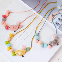 korean handmade cute cartoon fabric bird wreath yarn ball princess kids children girl necklace apparel accessories hzpr
