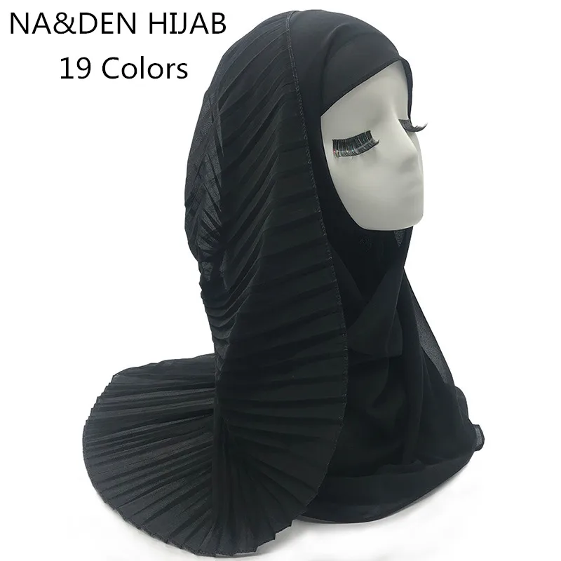 2020 NEW design Patchwork pleat bubble chiffon Wrinkle shawls hijab drape stitching muslim scarves 19 colors pleated hijabs 1pc |