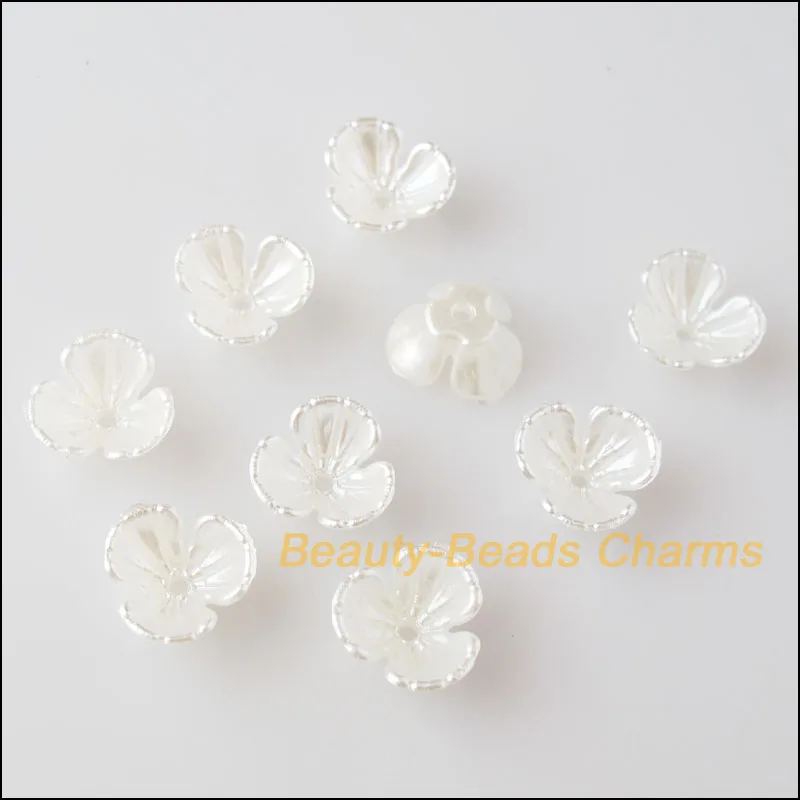 НОВЫЙ 200 шт. белый Пластик акриловый цветок Звезда бусины концевые заглушки для