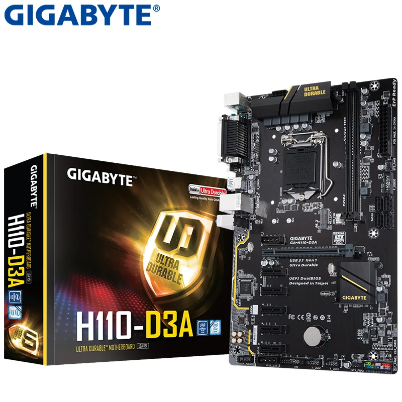 Оригинальная материнская плата для настольного компьютера Gigabyte новая 1151 H110 LGA