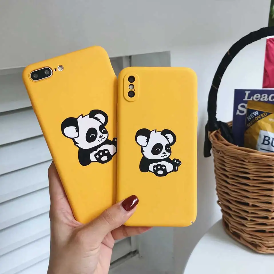 Животный узор для iPhone 6 S 7 8 Plus X PC Phone Чехол Panda Корпус coque |