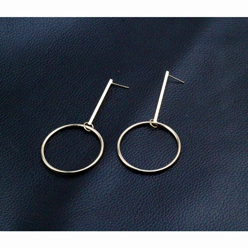 Женские большие круглые серьги с подвеской элегантные золотого цвета e086 2018|earrings