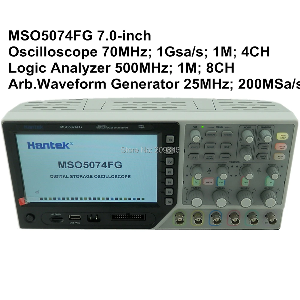 Hantek MSO5074FG 70MHz 4CH Oscilloscope + 8CH Logic Analyzer 25MHz Arb.Waveform Generator 1Gsa/s 1M Record | Инструменты