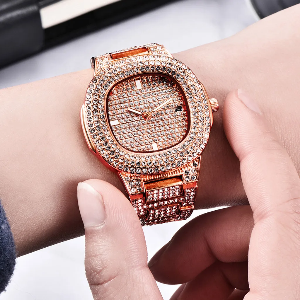 Женские часы лучший бренд класса люкс Bling полностью горный хрусталь часы кварцевые Iced Out цвета: золотистый, серебристый наручные часы с блиллиантами Relogio Feminino A3
