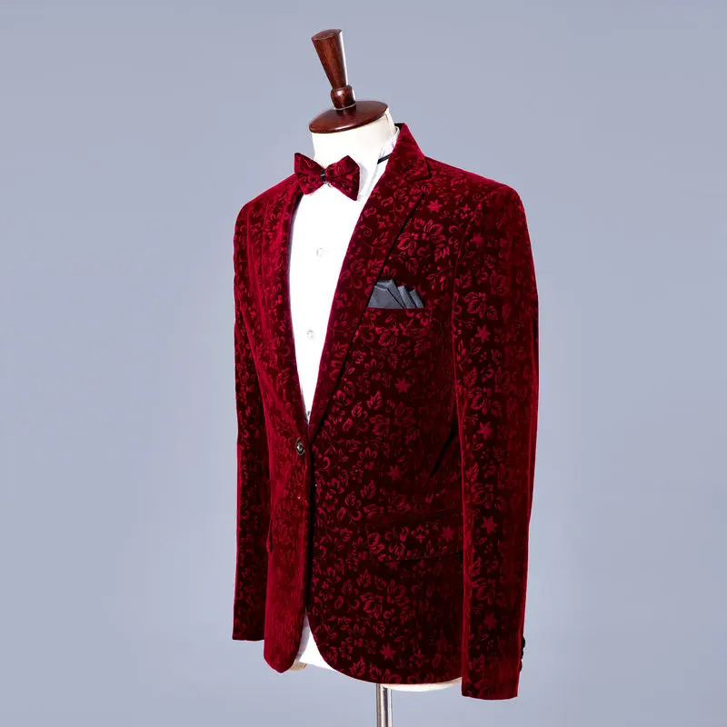 Красный Мужской умный Повседневный Блейзер свадебная куртка для жениха костюмы