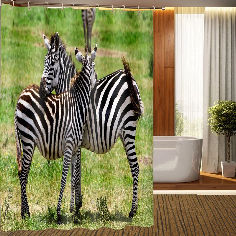 

MYRU 3D Print Waterproof Zebra Shower Curtains Bath Products Bathroom Decor with Hooks