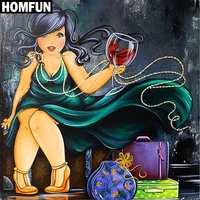 homfun full squareround drill 5d diy diamond painting fat woman embroidery cross stitch 3d home decor gift a06327
