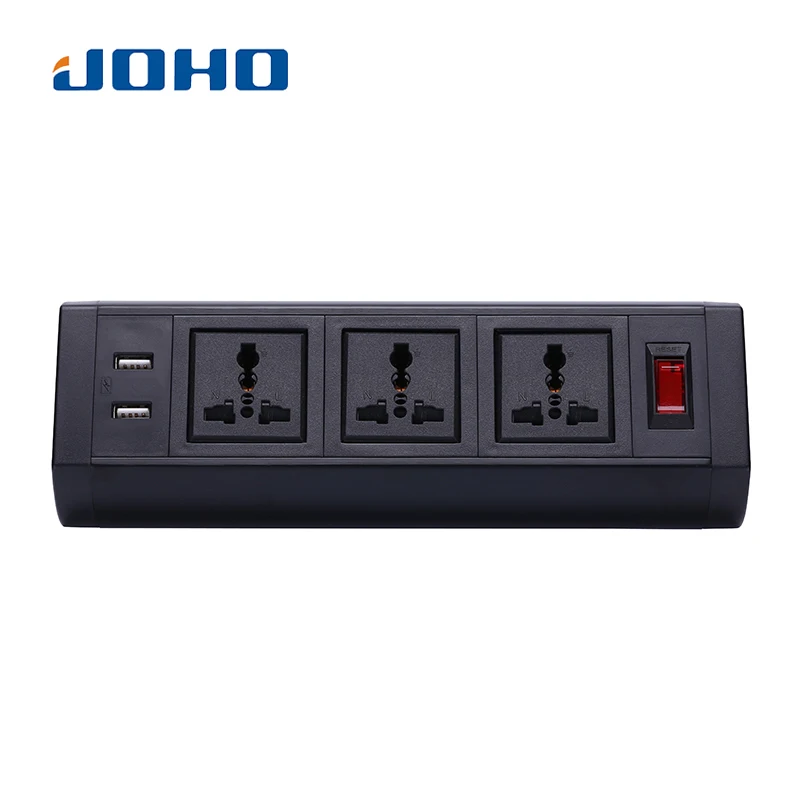 

JOHO Desktop Socket 250V 10A/16A Three Sockets Dual USB Charger for Portable Computers Desktop PC Data Cable Universal Tool