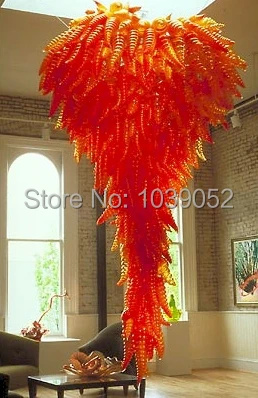 

Free Shipping High Ceiling Hand Blown Art Glass Chandelier