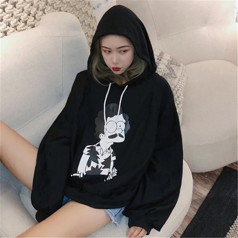 2019 spring women's sweatershirt loose long-sleeved thin hooded Korean version | Женская одежда