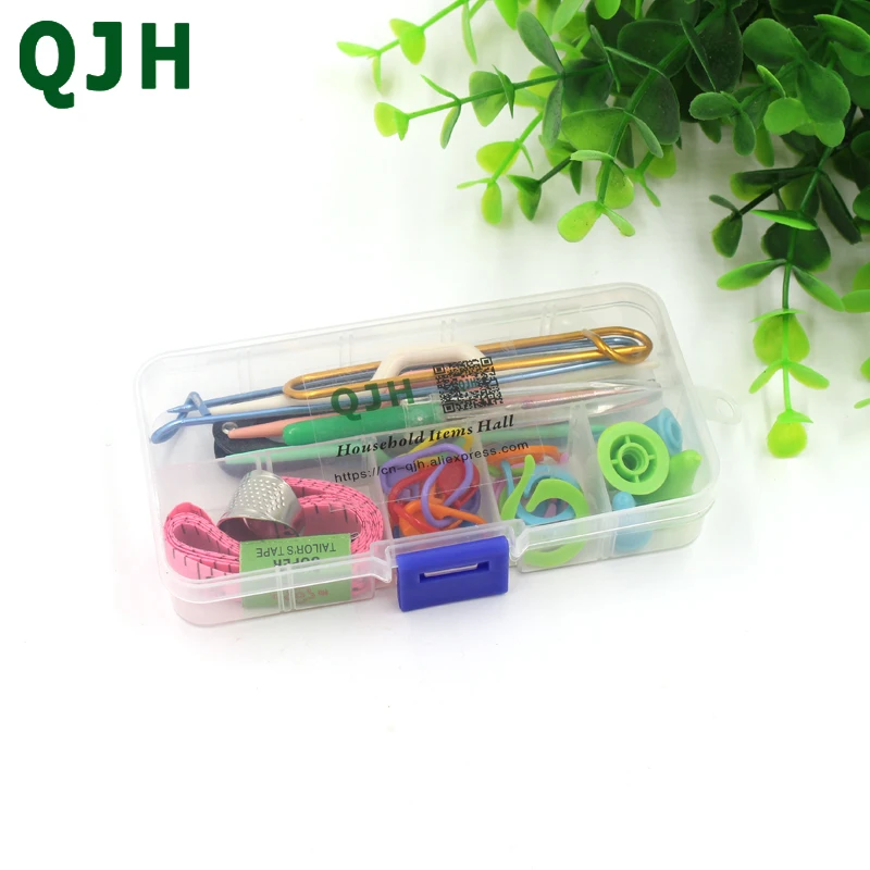 QJH 35 шт. набор инструментов для вязания пряжи, для дома, для рукоделия, аксессуары для плетения, игла, линейка, ножницы, пряжка и т. Д., чехол