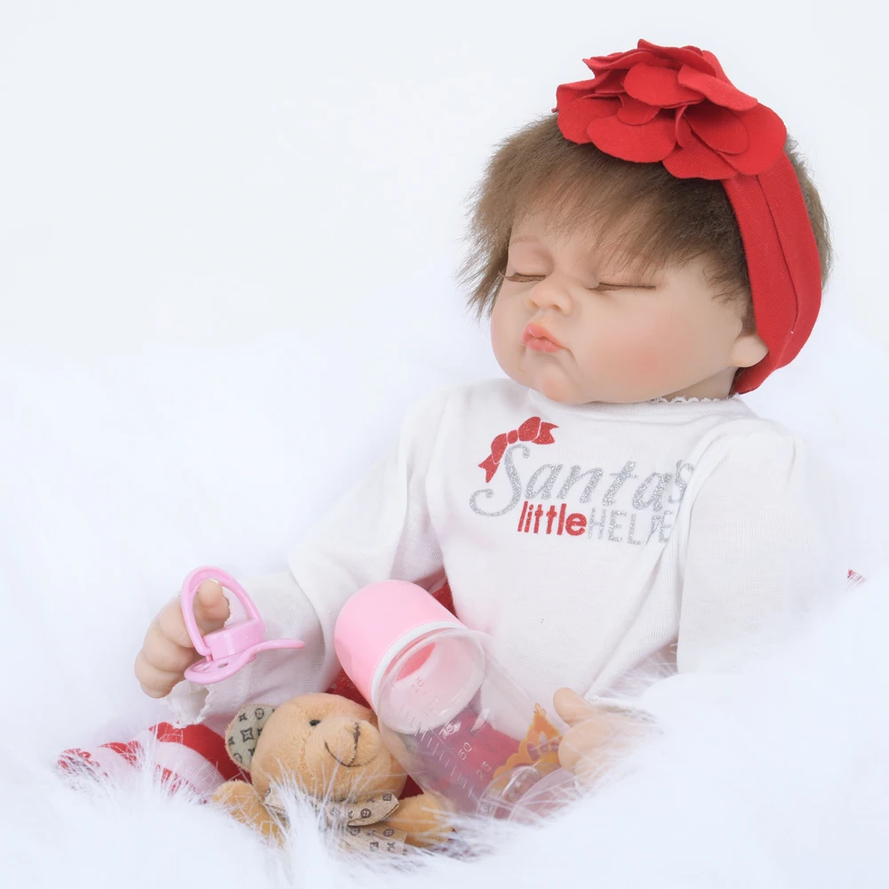 55 см Экологически чистая ткань тела силикона Reborn Baby Doll реалистичный