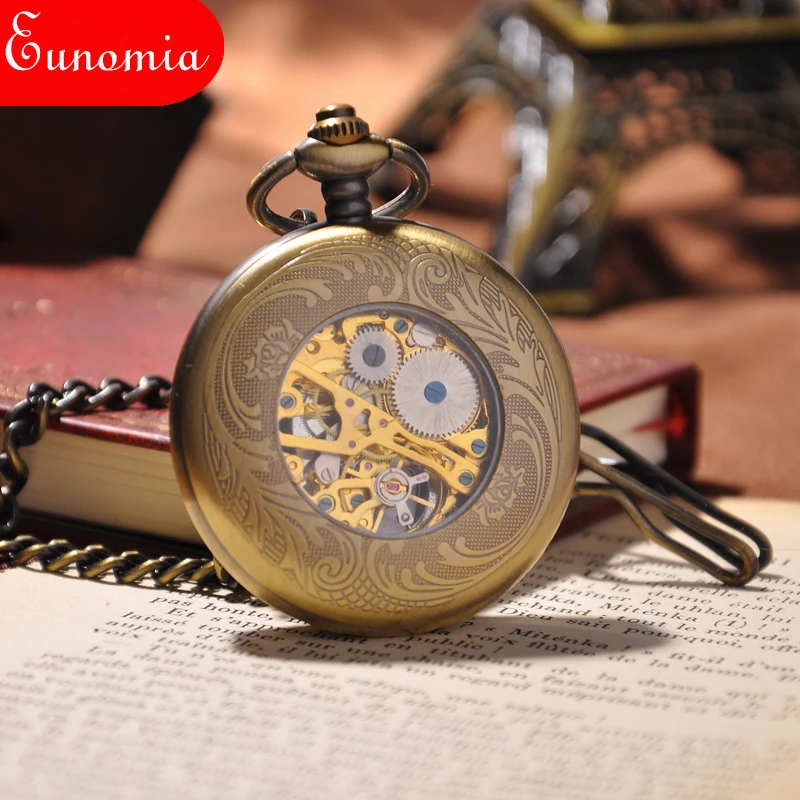 Защита от Солнца Цветок Резные Круглый Скелет золото Для мужчин часы Элитный