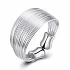 Простое Открытое кольцо из стерлингового серебра, стандартное серебряное кольцо, гладкое минималистичное кольцо с несколькими линиями, женское ювелирное изделие из стерлингового серебра