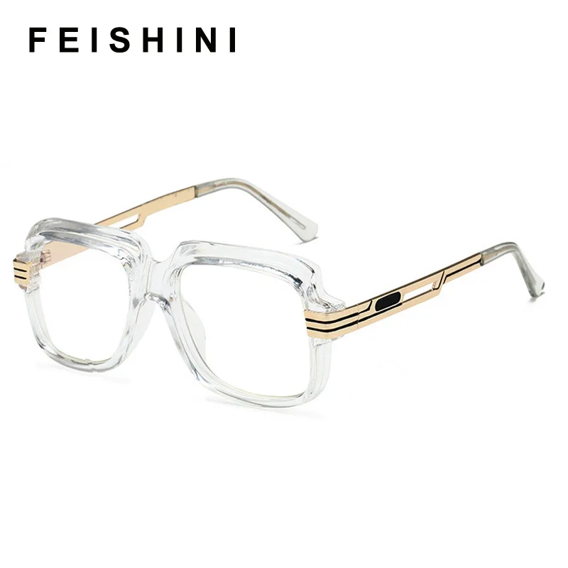 

Feishini Trend Unisex Oversized Glasses Frame Men Cobain Glasses Clear Lens Vision Transparent Eyeglasses Women Vintage