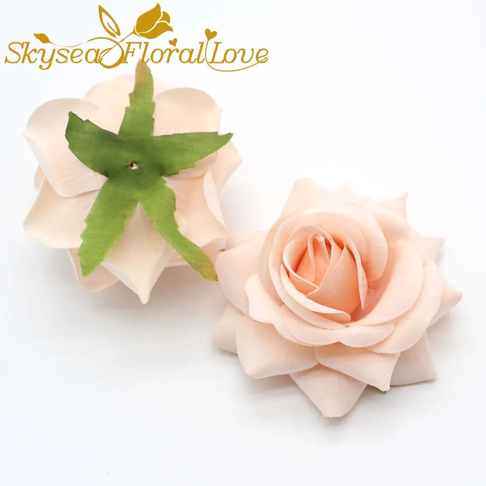 Light Pink Искусственные бархатные розы, большие 8,5 см, шелковые головки цветов, сделай сам, шляпа, обувь, декоративные цветы на запястье, бутоньерка, свадебные цветы - Цвет: Light Pink