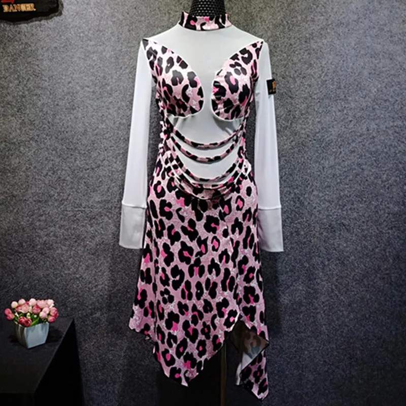 latin dance costumes women dress salsa cha leopard wear black clothes for dancing | Тематическая одежда и униформа