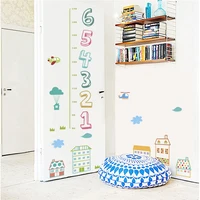 cartoon house children number height measure wall stickers for kids rooms home decor pvc growth chart wall decals diy poster