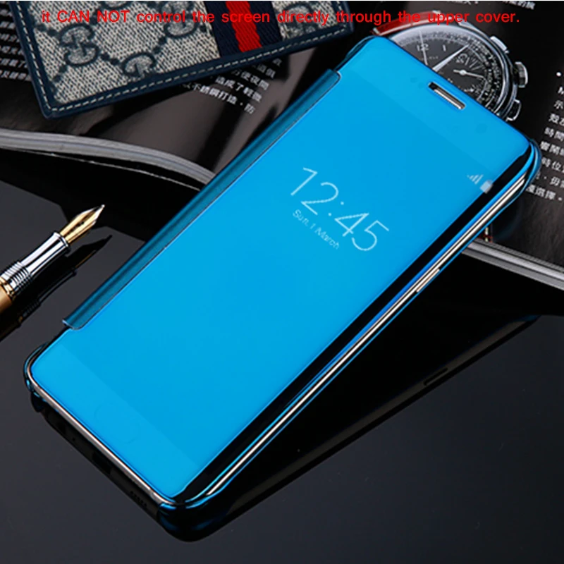 Чехол для Samsung Galaxy S9 S8 S7 Edge S6 зеркальный прозрачный чехол-книжка S5 C5 C7 Note 8 кожаный