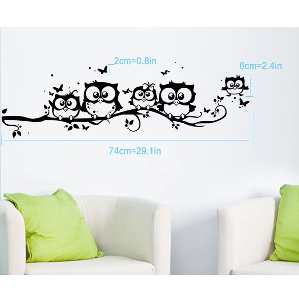 % wall sticker tree animals bedroom Owl Butterfly Wall Stickers home decor living room butterfly for kids rooms vinilos paredes | Дом и сад